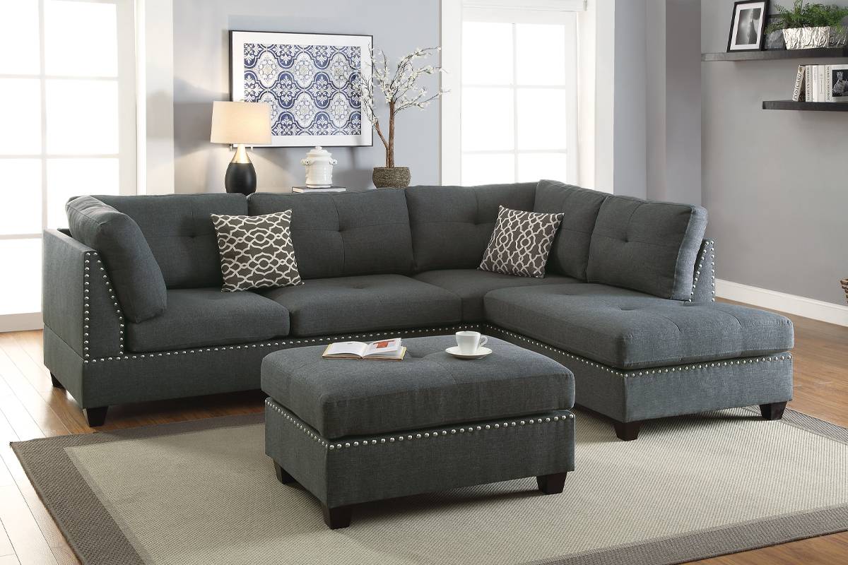 REVERSIBLE SECTIONAL GRAY WITH OTTOMAN, F6975