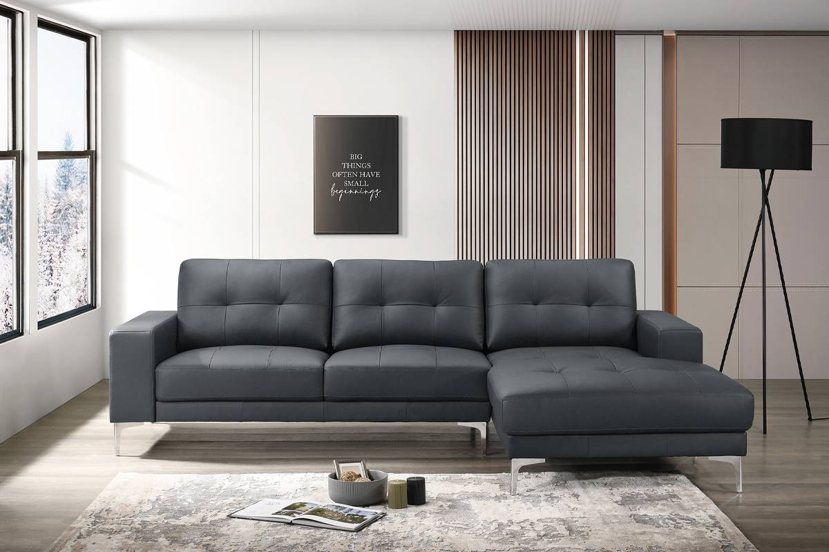SECTIONAL FULL LEATHER BLACK, F8423