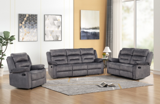 MANUAL RECLINING SOFA SET GRAY, 8077
