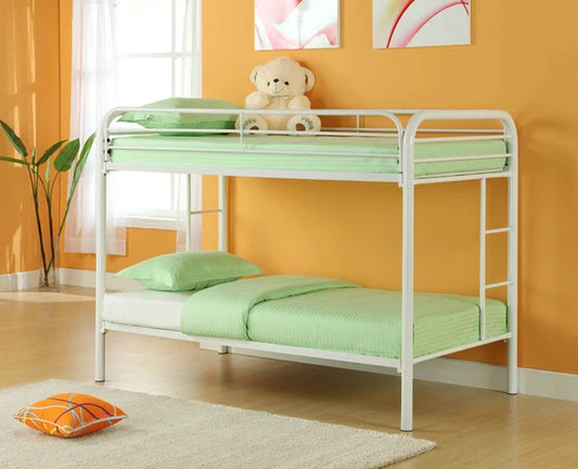 TWIN/TWIN WHITE METAL BUNK BED, 819WH