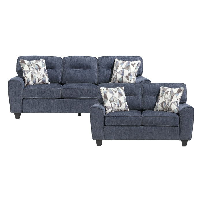 HOMELEGANCE, BENETT BLUE 2 PIECES SOFA SET, 8416BU*2