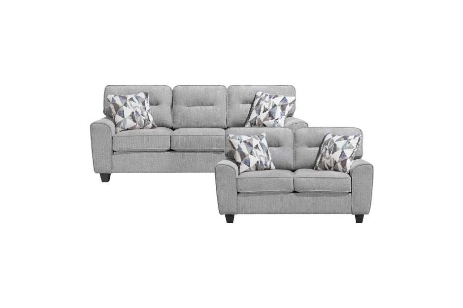 HOMELEGANCE, BENETT LIGHT GRAY 2 PIECES SOFA SET, 8416GY*2
