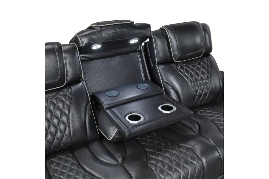 HOMELEGANCE, APEX POWER RECLINER GRAY TOP GRAIN LEATHER SOFA, 8449GY
