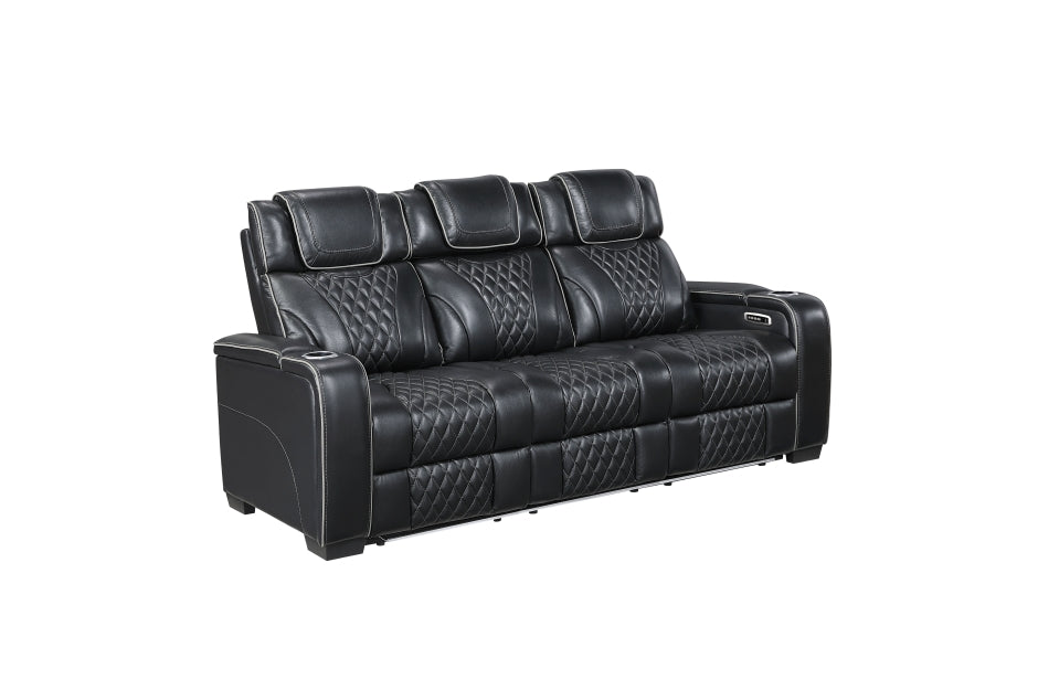 HOMELEGANCE, APEX POWER RECLINER GRAY TOP GRAIN LEATHER SOFA, 8449GY