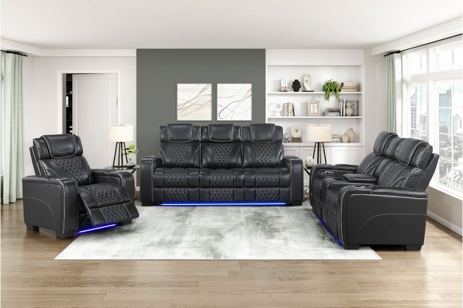 HOMELEGANCE, APEX POWER RECLINER GRAY TOP GRAIN LEATHER SOFA, 8449GY