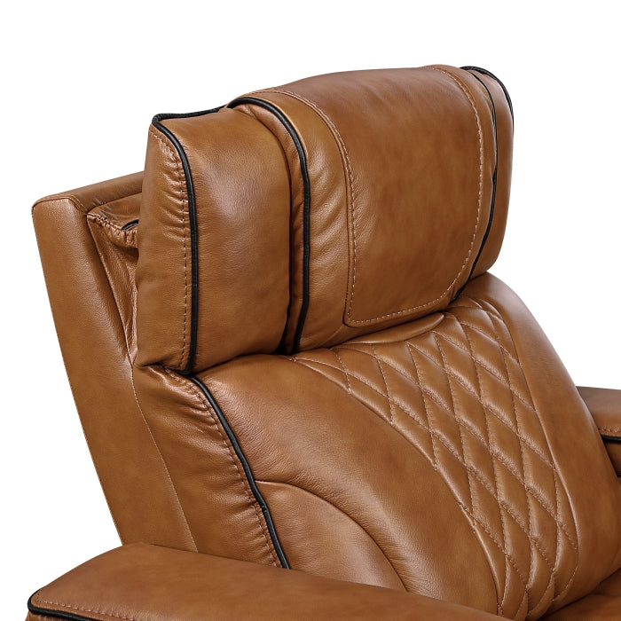 HOMELEGANCE, APEX POWER RECLINER TOP GRAIN LEATHER SOFA, 8449BR