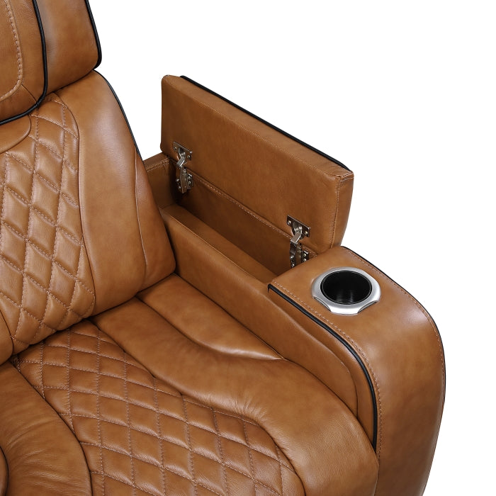 HOMELEGANCE, APEX POWER RECLINER TOP GRAIN LEATHER SOFA, 8449BR