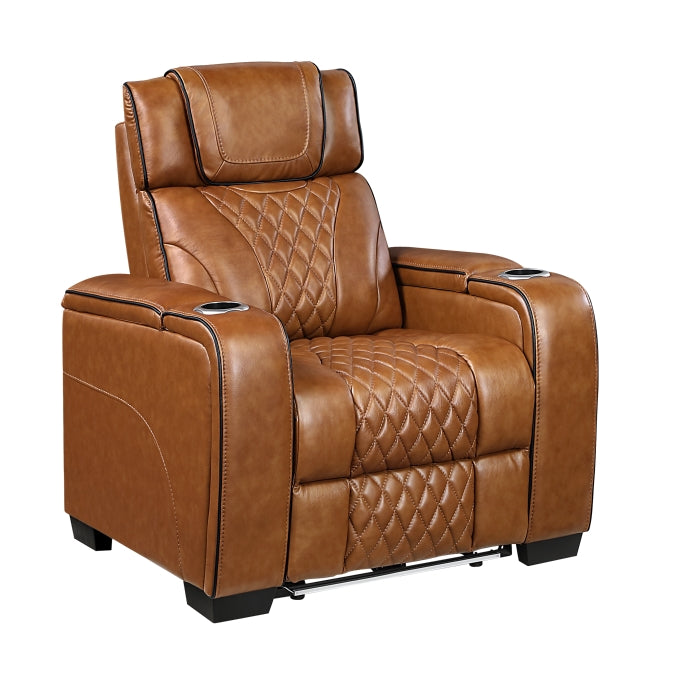 HOMELEGANCE, APEX POWER RECLINER TOP GRAIN LEATHER SOFA, 8449BR