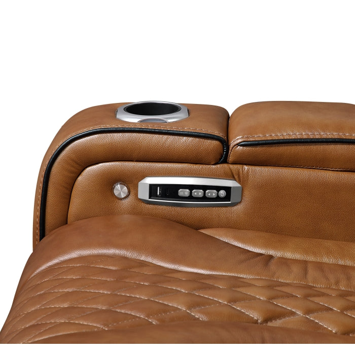 HOMELEGANCE, APEX POWER RECLINER TOP GRAIN LEATHER SOFA, 8449BR