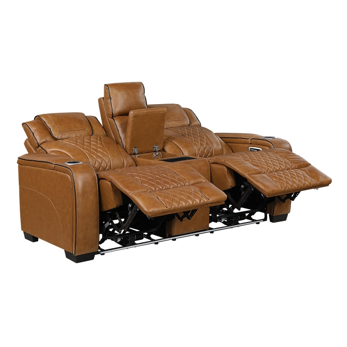 HOMELEGANCE, APEX POWER RECLINER TOP GRAIN LEATHER SOFA, 8449BR