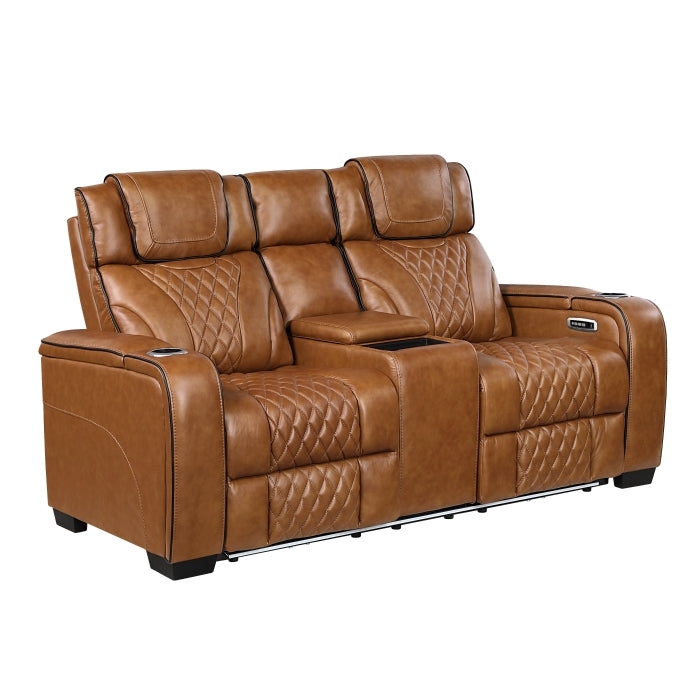 HOMELEGANCE, APEX POWER RECLINER TOP GRAIN LEATHER SOFA, 8449BR