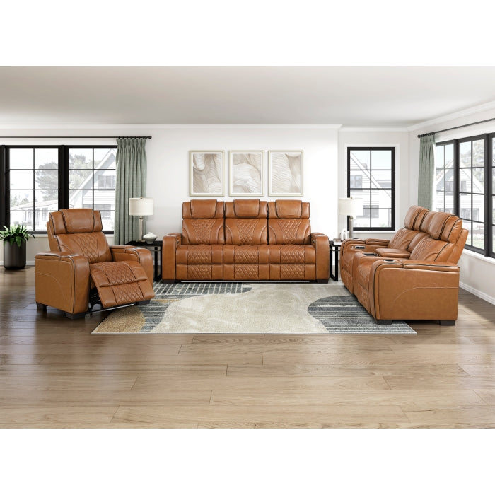 HOMELEGANCE, APEX POWER RECLINER TOP GRAIN LEATHER SOFA, 8449BR
