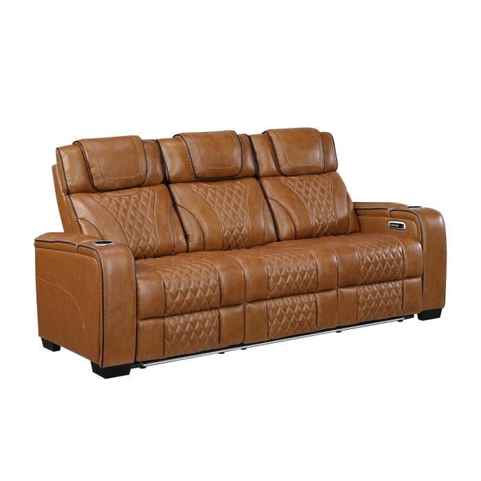 HOMELEGANCE, APEX POWER RECLINER TOP GRAIN LEATHER SOFA, 8449BR