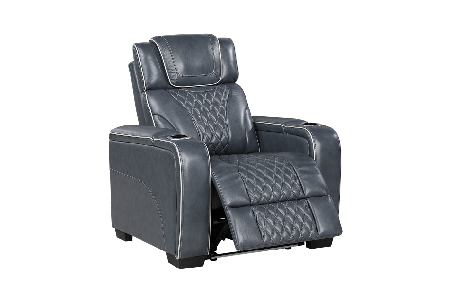 HOMELEGANCE, APEX POWER RECLINER BLUE TOP GRAIN LEATHER SOFA, 8449BU