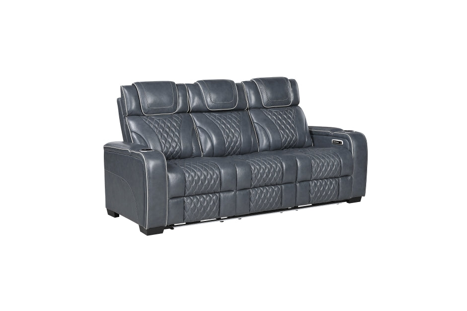 HOMELEGANCE, APEX POWER RECLINER BLUE TOP GRAIN LEATHER SOFA, 8449BU