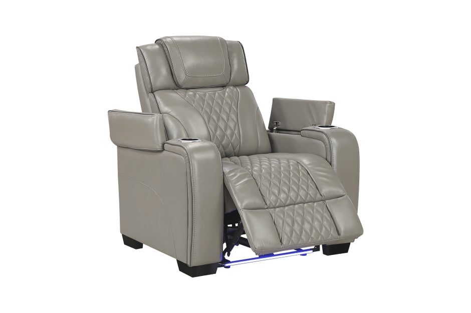 HOMELEGANCE, APEX POWER RECLINER GRAY TOP GRAIN LEATHER SOFA, 8449GY