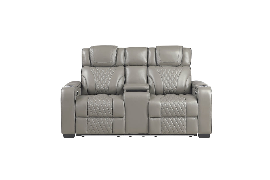 HOMELEGANCE, APEX POWER RECLINER GRAY TOP GRAIN LEATHER SOFA, 8449GY