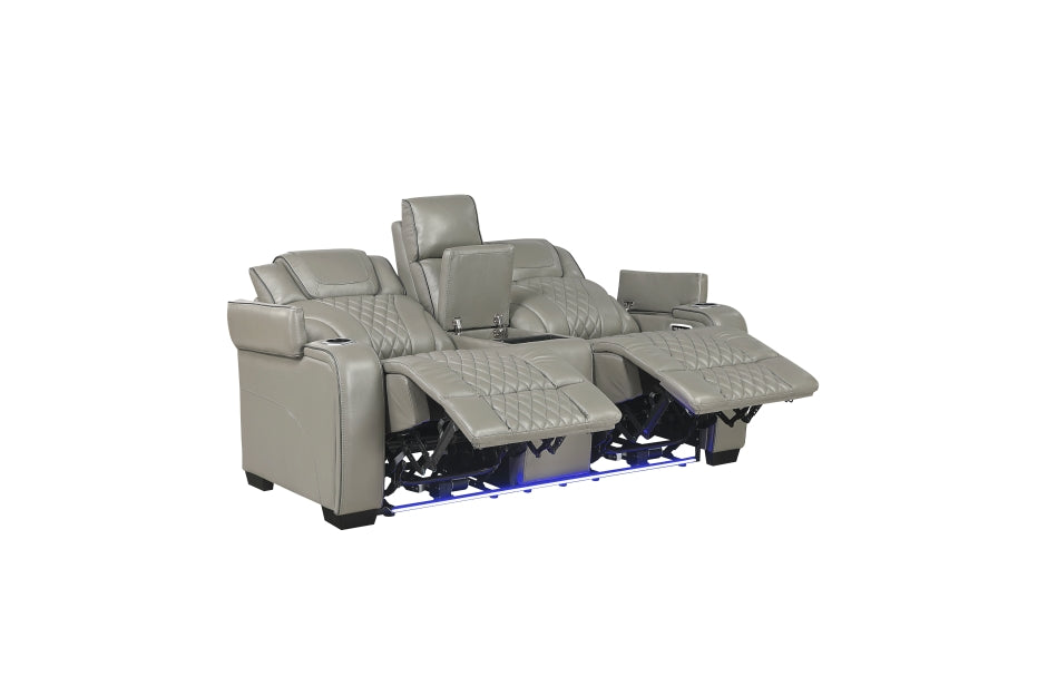 HOMELEGANCE, APEX POWER RECLINER GRAY TOP GRAIN LEATHER SOFA, 8449GY