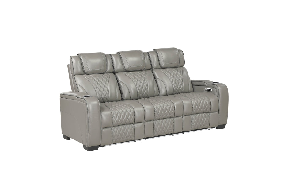 HOMELEGANCE, APEX POWER RECLINER GRAY TOP GRAIN LEATHER SOFA, 8449GY