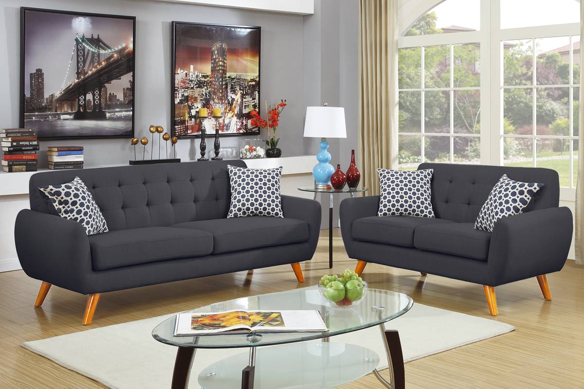 2 Pieces sofa set ash black, F6913