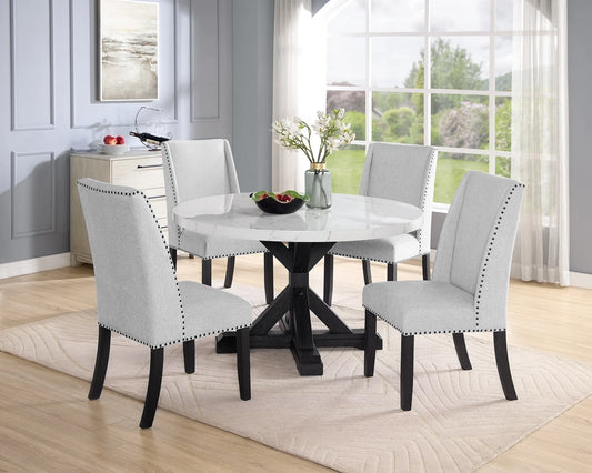 ROUND DINING SET GENIUNE MARBLE TABLE TOP, 1320T-54R, 1319DV