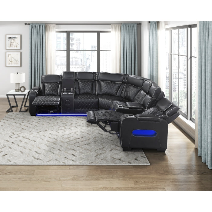 HOMELEGANCE, FAIRWAY  FAUX LEATHER POWER RECLINER SECTIONAL , 9516BRWS