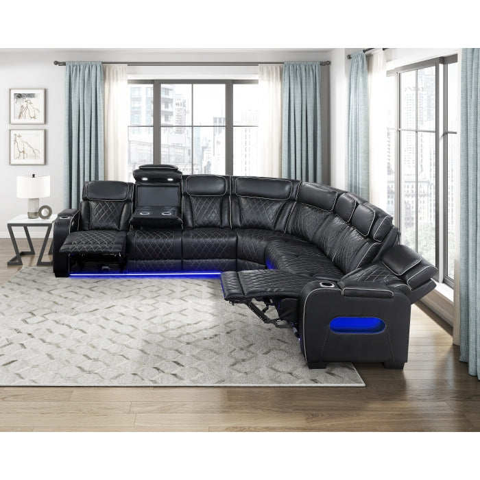 HOMELEGANCE, FAIRWAY II FAUX LEATHER POWER RECLINING SECTIONAL , 9516TPES