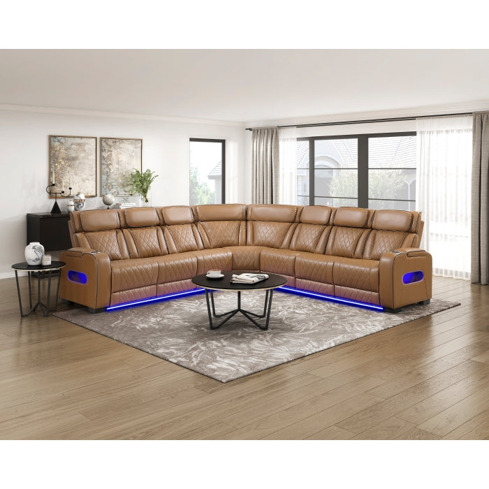 HOMELEGANCE, FAIRWAY II FAUX LEATHER POWER RECLINING SECTIONAL , 9516TPES