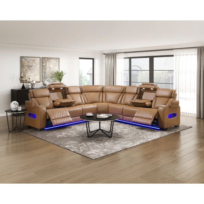 HOMELEGANCE, FAIRWAY II FAUX LEATHER POWER RECLINING SECTIONAL , 9516TPES
