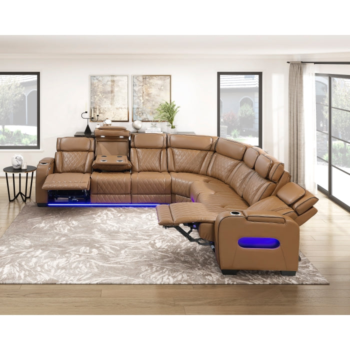 HOMELEGANCE, FAIRWAY II FAUX LEATHER POWER RECLINING SECTIONAL , 9516TPES
