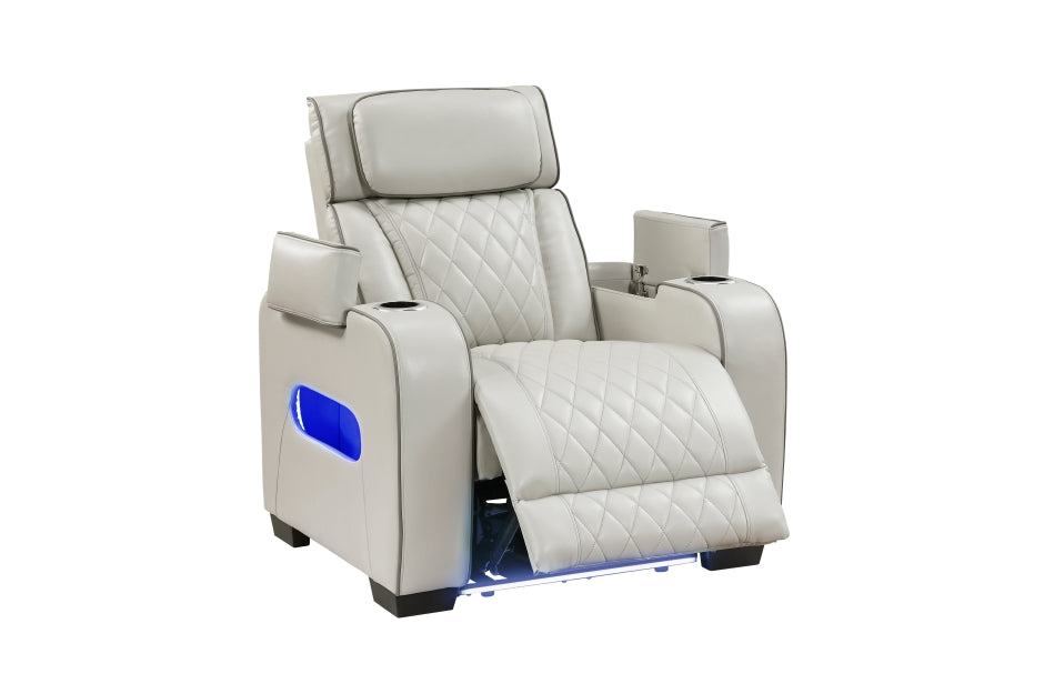HOMELEGANCE, FAIRWAY TAUPE FAUX LEATHER POWER RECLINER SOFA, 9516TPE
