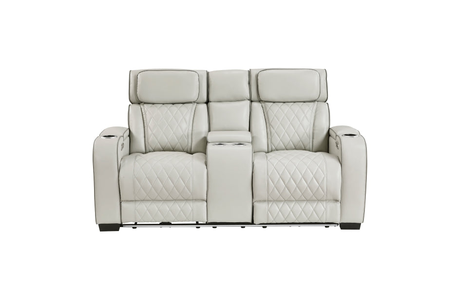 HOMELEGANCE, FAIRWAY TAUPE FAUX LEATHER POWER RECLINER SOFA, 9516TPE