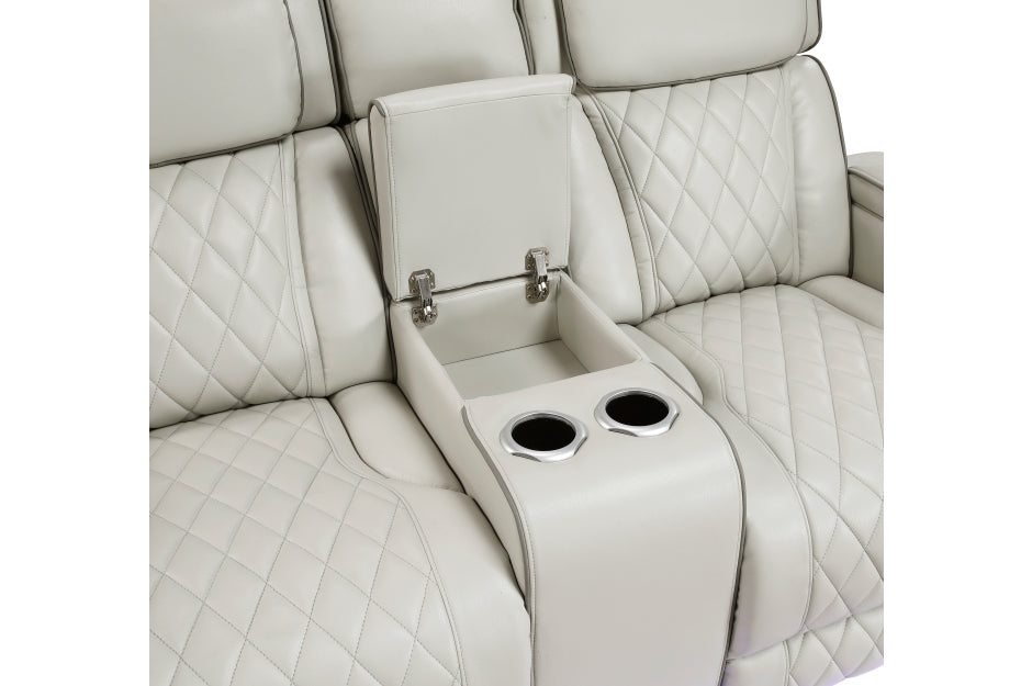 HOMELEGANCE, FAIRWAY TAUPE FAUX LEATHER POWER RECLINER SOFA, 9516TPE