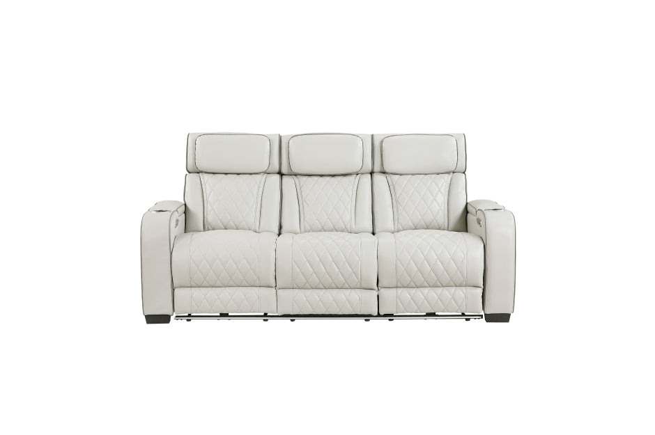 HOMELEGANCE, FAIRWAY TAUPE FAUX LEATHER POWER RECLINER SOFA, 9516TPE