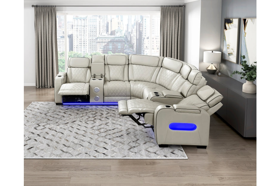 HOMELEGANCE, FAIRWAY  FAUX LEATHER POWER RECLINER SECTIONAL , 9516BRWS