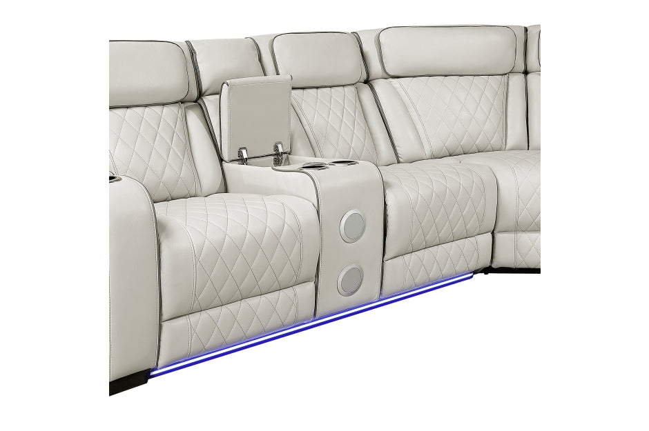 HOMELEGANCE, FAIRWAY  FAUX LEATHER POWER RECLINER SECTIONAL , 9516BRWS