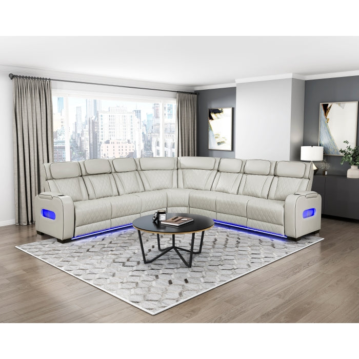 HOMELEGANCE, FAIRWAY II FAUX LEATHER POWER RECLINING SECTIONAL , 9516TPES