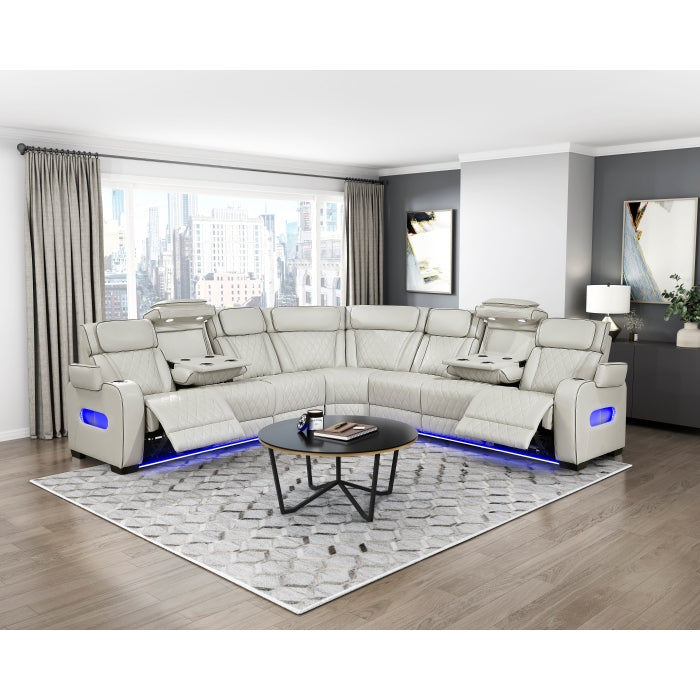 HOMELEGANCE, FAIRWAY II FAUX LEATHER POWER RECLINING SECTIONAL , 9516TPES