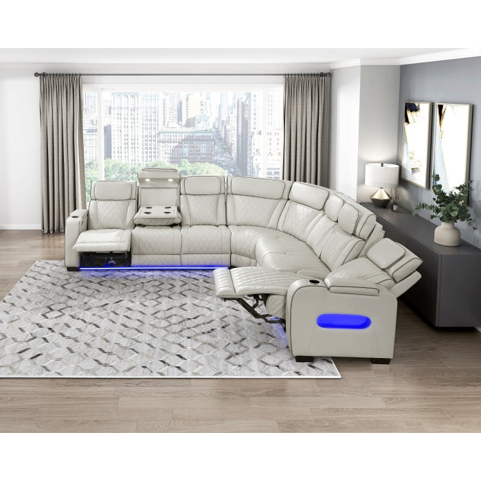 HOMELEGANCE, FAIRWAY II FAUX LEATHER POWER RECLINING SECTIONAL , 9516TPES