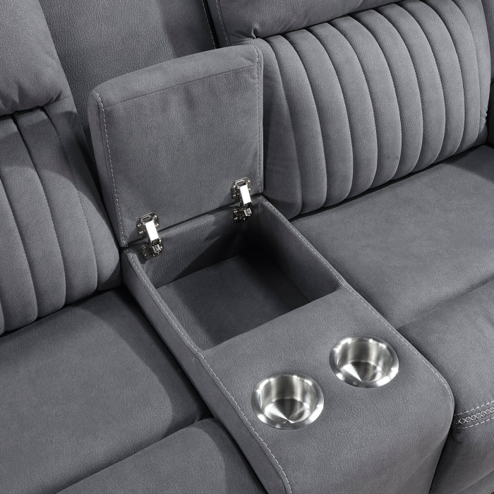 HOMELEGANCE, DEAN GRAY MANUAL RECLINING SOFA, 9646GY