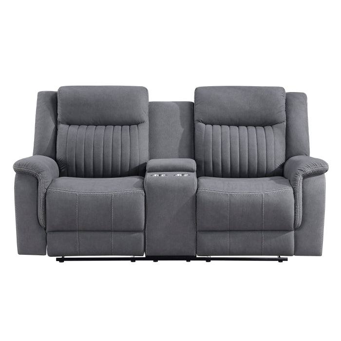 HOMELEGANCE, DEAN GRAY MANUAL RECLINING SOFA, 9646GY