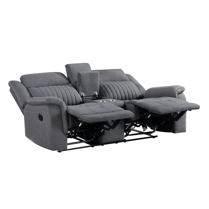 HOMELEGANCE, DEAN GRAY MANUAL RECLINING SOFA, 9646GY