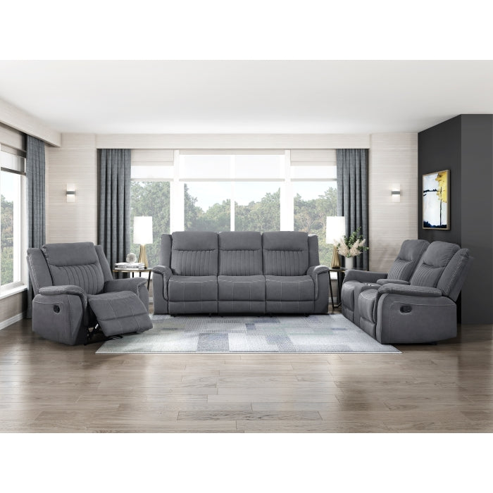 HOMELEGANCE, DEAN GRAY MANUAL RECLINING SOFA, 9646GY