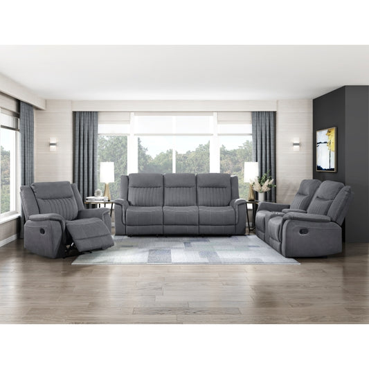 HOMELEGANCE, DEAN GRAY MANUAL RECLINING SOFA, 9646GY