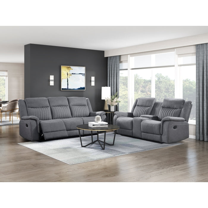 HOMELEGANCE, DEAN GRAY MANUAL RECLINING SOFA, 9646GY