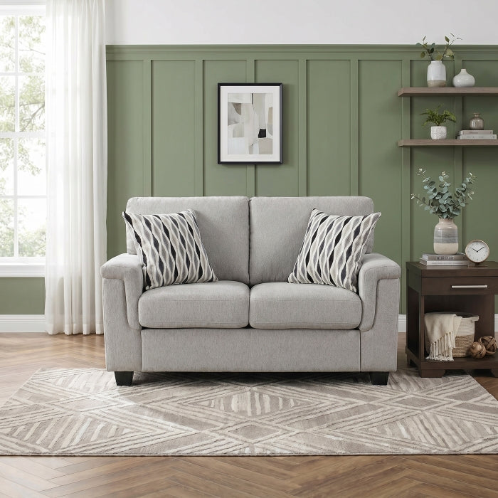 HOMELEGANCE, CHELSEA LIGHT GRAY CHENILLE LOVE SEAT , 9746GY-2