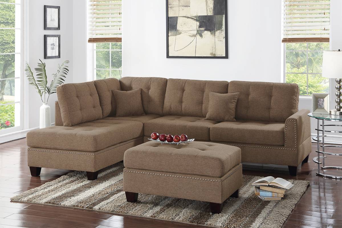 REVERSIBLE SECTIONAL COFFEE WITH OTTOMAN, F6504