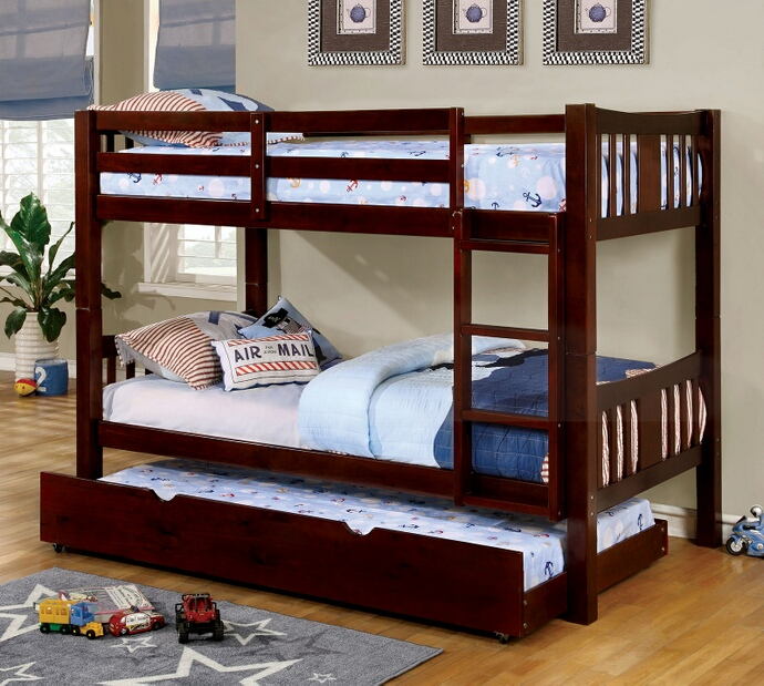 CAMERON, DARK WALNUT TWIN/TWIN BUNK BED , CM-BK929EX-BED-VN (TRUNDLE SOLD SEPARATELY)