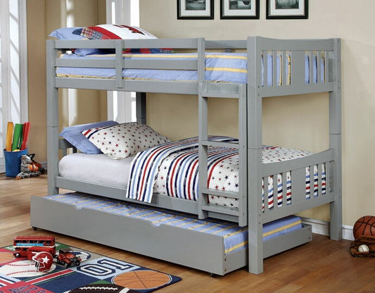 CAMERON, GRAY TWIN/TWIN BUNK BED , CM-BK929GY-BED-VN (TRUNDLE SOLD SEPARATELY)