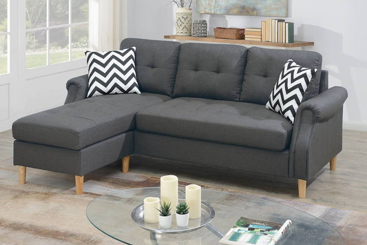 REVERSIBLE SECTIONAL GRAY LINEN, F6459